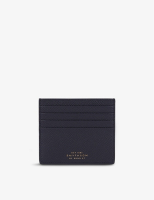 Smythson Womens Navy Panama Croc-Embossed Leather Cardholder