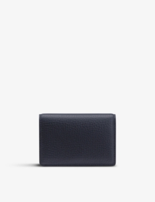 Smythson Ludlow Snap-closure Leather Card Case In Navy