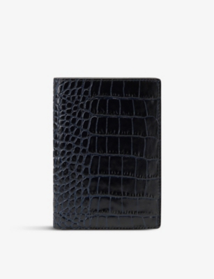 SMYTHSON: Mara croc-embossed leather passport cover