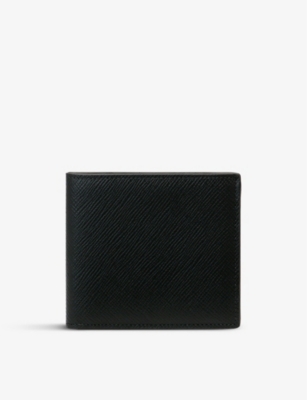 Shop Smythson Black Panama Bi-fold Cross-grain Leather Wallet