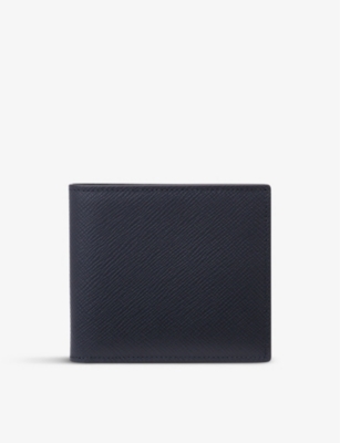 Smythson Navy Panama Leather Passport Cover Wallet