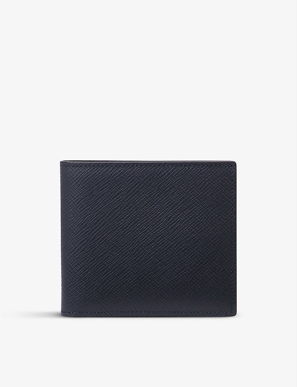 Smythson Panama Bi-fold Cross-grain Leather Wallet In Navy