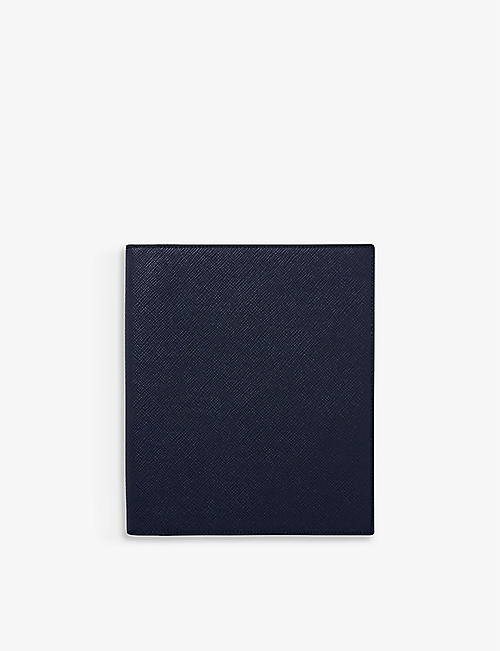 SMYTHSON: Panama A5 cross-grain leather writing folder 23cm x 19.5cm