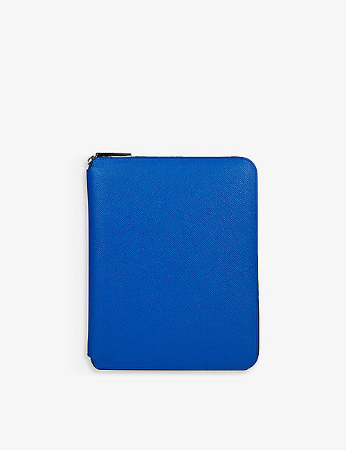 SMYTHSON: Panama zipped cross-grain leather A5 writing folder 24cm x 19.5cm