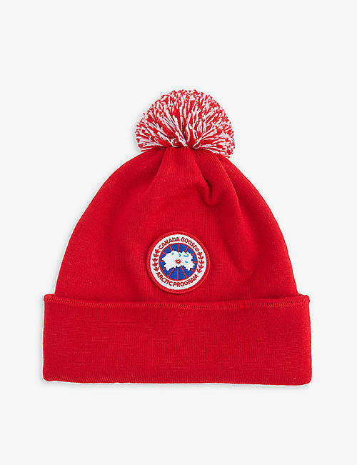 CANADA GOOSE：Arctic Disc 绒球羊毛毛线帽 2-7 岁
