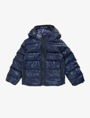 Canada Goose Crofton Hooded Recycled-polyamide Shell-down Jacket 2-3 Years In Atlantic Navy