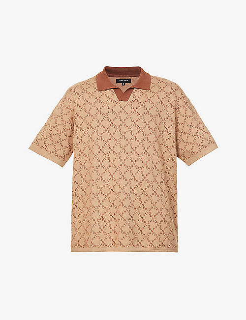 PACSUN: Chains logo-woven oversized-fit cotton-knit polo shirt
