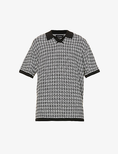 PACSUN: Stowe woven-pattern oversized-fit cotton-knit polo shirt