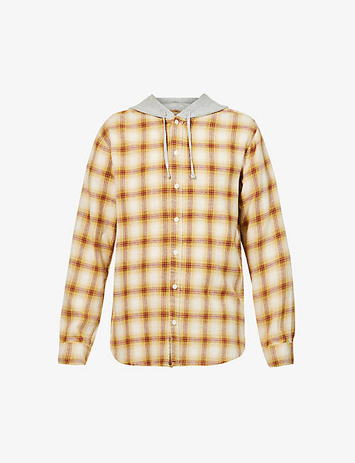 PACSUN: Edison regular-fit cotton-blend hooded flannel shirt