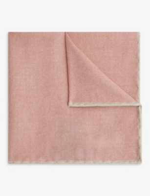 Reiss Mens Rose Melange Halley Contrasting-trim Wool And Silk-blend Pocket Square