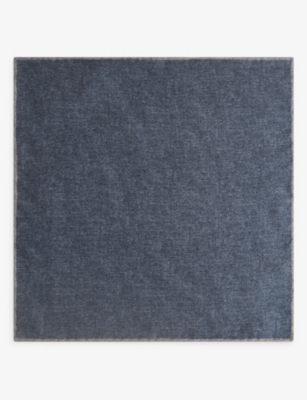 Reiss Halley Contrasting-trim Wool And Silk-blend Pocket Square In Soft Blue