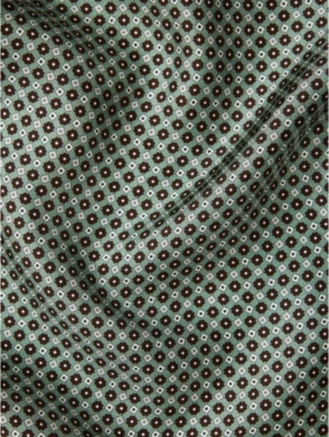 Shop Reiss Bampton Geometric-print Silk Pocket Square In Light Green
