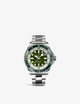 Breitling A17376a31l1a1 Superocean Stainless-steel Automatic Watch In Green