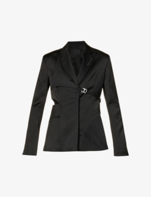 Heliot Emil Womens Black Harness Cut-out Satin Blazer Jacket In Black