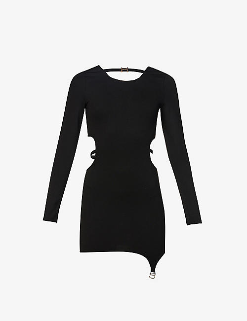 HELIOT EMIL: Orderly cut-out pendant-embellished rayon-blend mini dress