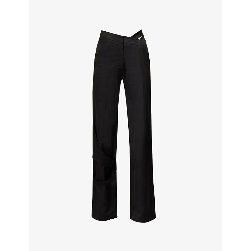Heliot Emil Fluid Wide-leg High-rise Stretch-woven Trousers In Black
