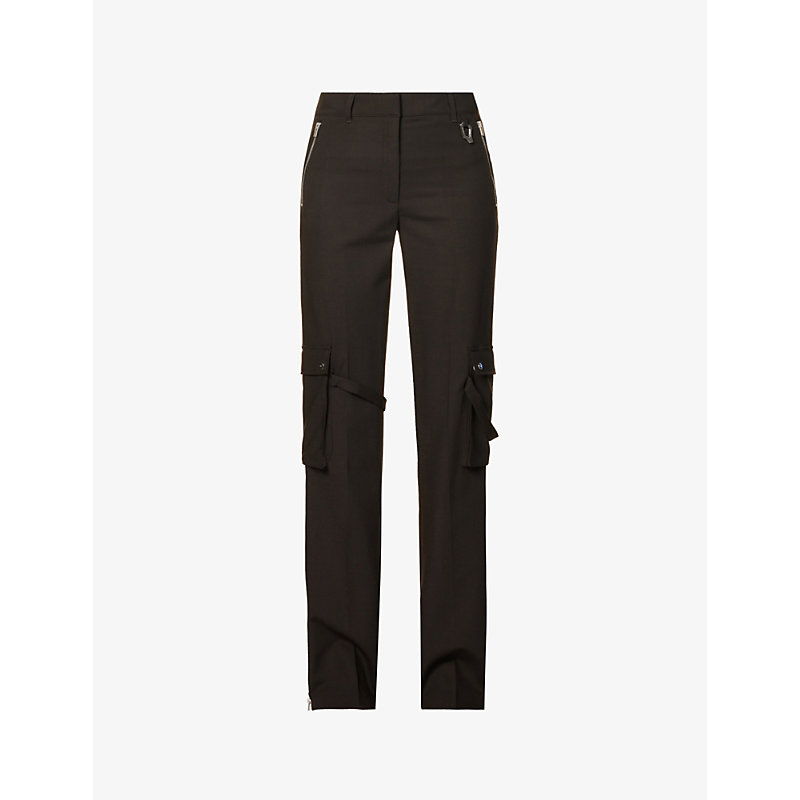 Heliot Emil Womens Black Concord Straight-leg Mid-rise Stretch-woven Trousers