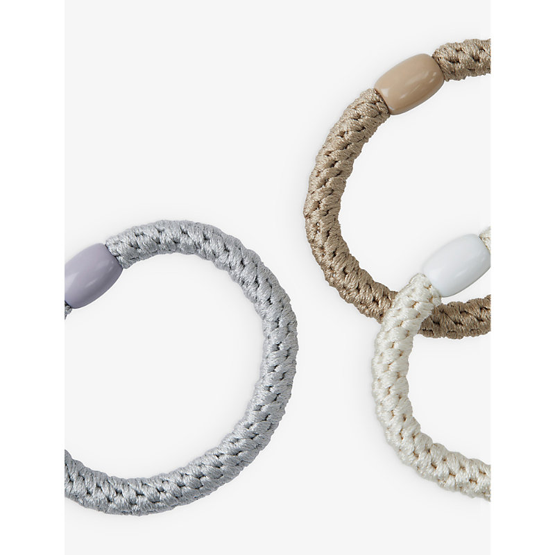 Shop The White Company Elasticated Woven Pack Of 3 Hair Bobbles In Multi