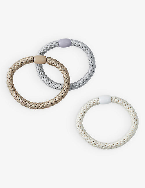 THE WHITE COMPANY: Elasticated woven pack of 3 hair bobbles