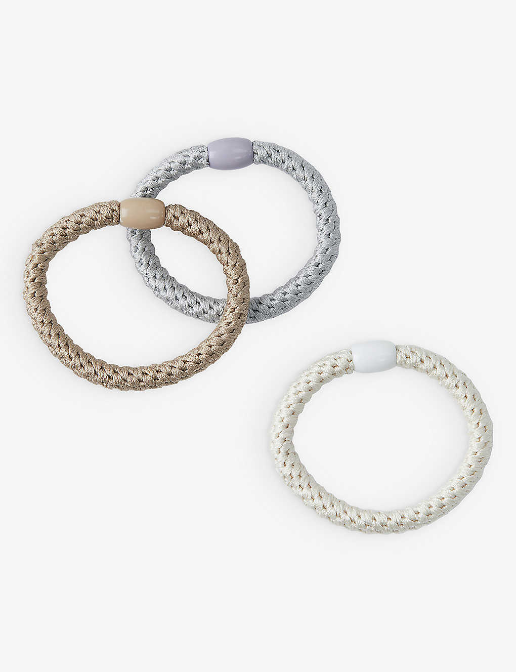 The White Company Multi Elasticated Woven Pack Of 3 Hair Bobbles