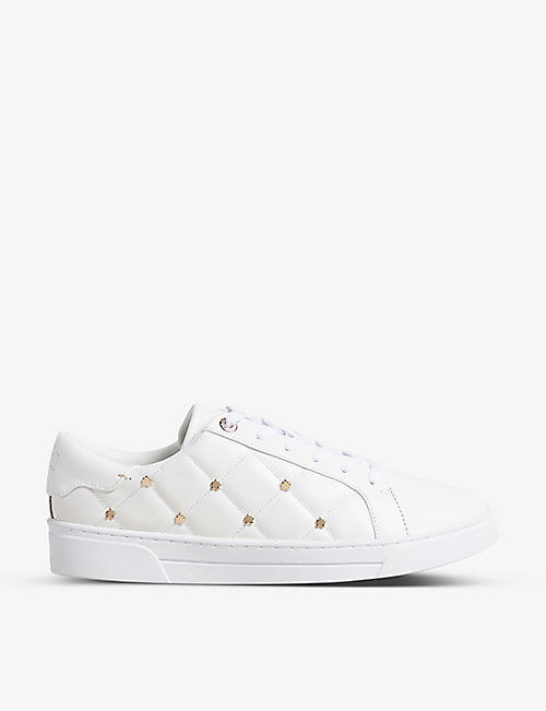 TED BAKER: Libbin studded quilted leather low-top trainers