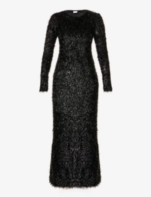 VAQUERA NYC: Frizzy flared-hem stretch-woven maxi dress