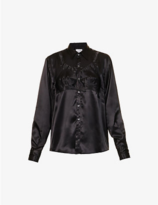 VAQUERA NYC: Dropped-shoulder relaxed-fit stretch-satin shirt
