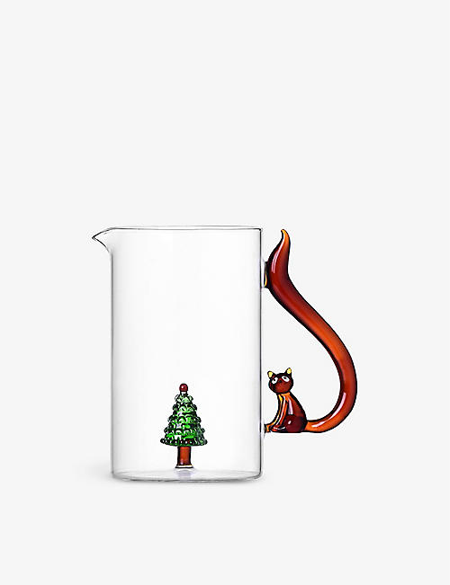 ICHENDORF: Woodland printed glass pitcher 18cm