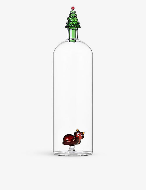ICHENDORF: Fox and tree glass bottle 28cm