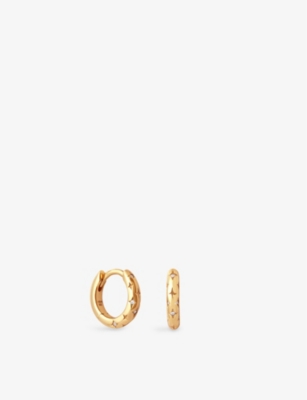 ASTRID & MIYU: Cosmic Star 18ct yellow gold-plated recycled sterling silver and cubic zirconia hoop earrings