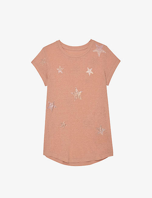 ZADIG&VOLTAIRE: Star-pattern diamante-embellished cotton-blend T-shirt