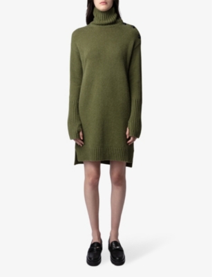 Shop Zadig & Voltaire Zadig&voltaire Womens Dark Olive Almira Cashmere Knitted Mini Dress