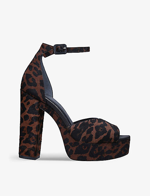 PAIGE: Camryn leopard-print haircalf sandals