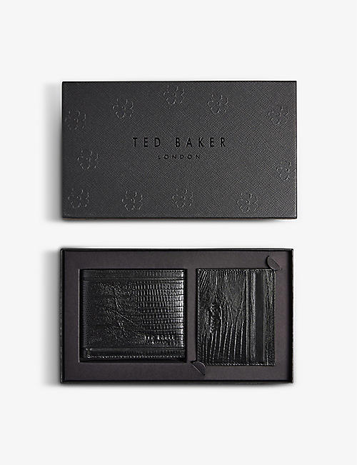 TED BAKER: Stevset snake-embossed leather wallet and card holder set