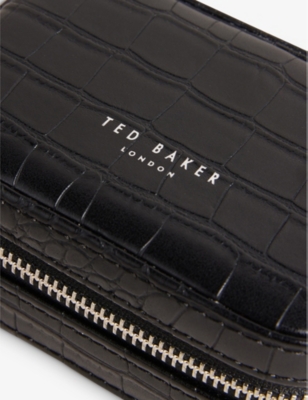 Shop Ted Baker Women's Black Ivee Croc-embossed Faux-leather Mini Jewellery Case