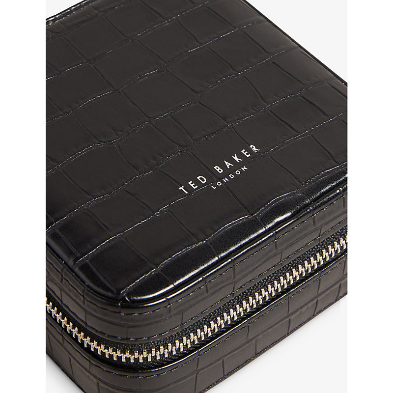 Shop Ted Baker Women's Black Hazelli Imitation-croc Faux-leather Jewellery Case
