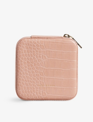 Ted Baker Hazelli Imitation-croc Faux-leather Jewellery Case In Pl-pink