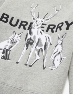 BURBERRY Stag brand-text cotton-blend sweatshirt 3-14 years