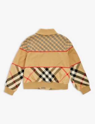 BURBERRY Liam checked-panel woven technical jacket 3-14 years