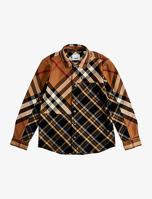 BURBERRY: Etienne check-print cotton shirt 6-14 years