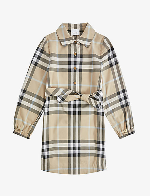 BURBERRY: Ivy checked stretch-cotton dress 3-14 years