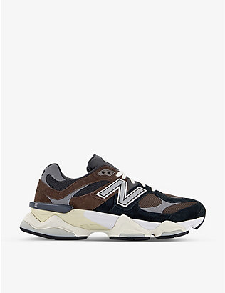 NEW BALANCE: 9060 leather, suede and mesh low-top trainers