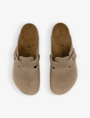 Birkenstock Boston Bs Mens Nubuck Slip On Clogs In Brown