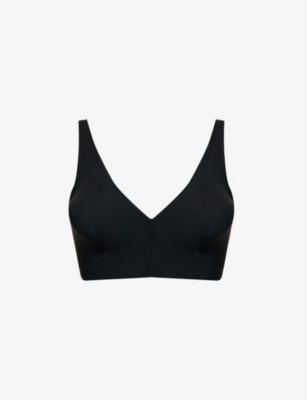 Shop Wolford Women's Black Pure Skin V-neck Stretch-woven Bra