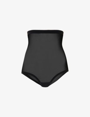 High-waisted Tulle Briefs In Black