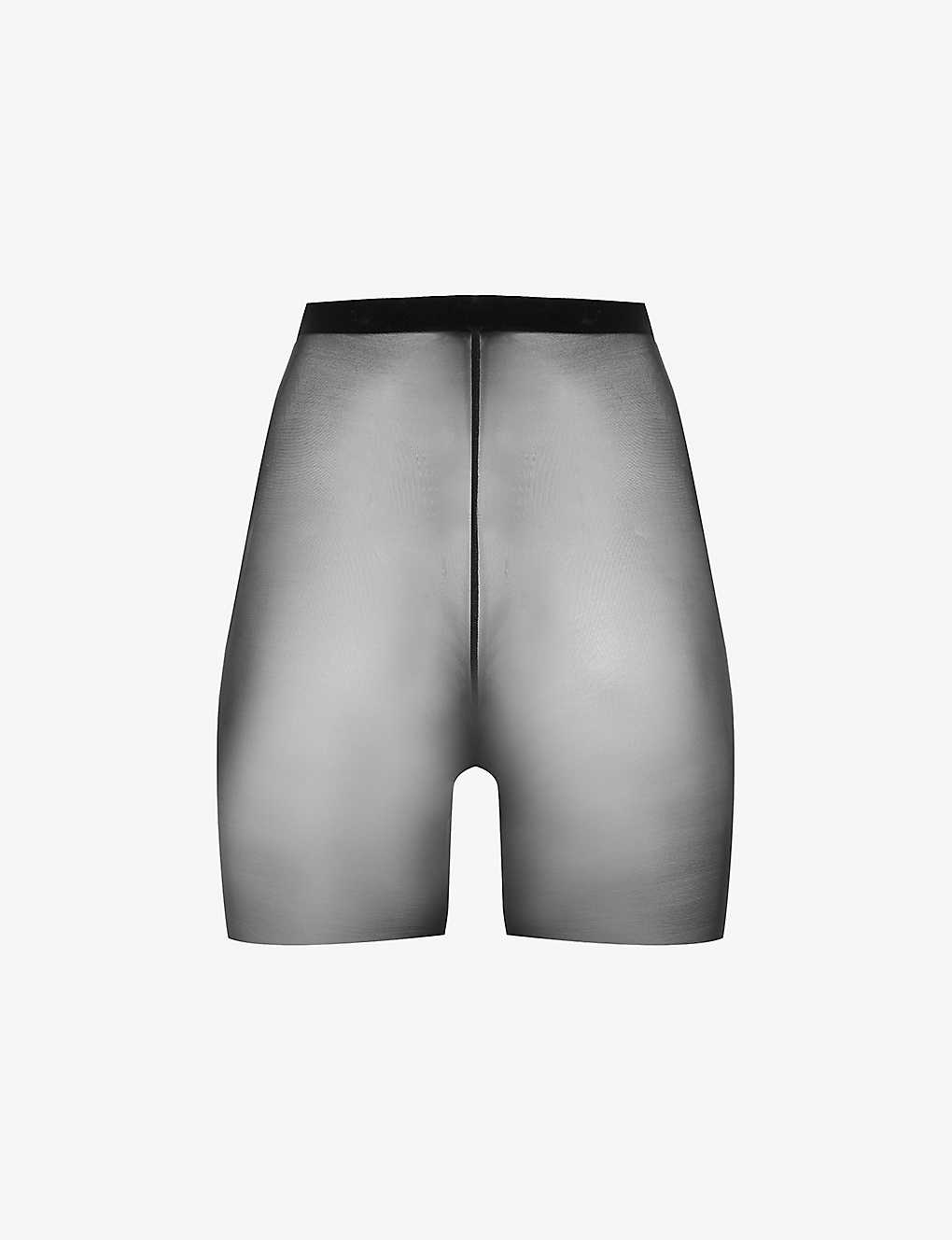 Shop Wolford Semi-sheer High-rise Stretch-tulle Shorts In Black