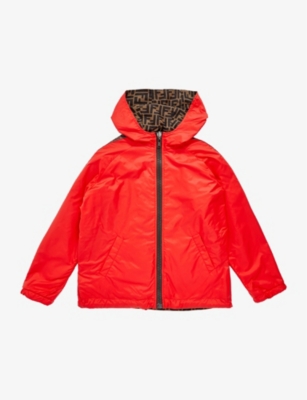 FENDI Logo-print reversible shell jacket 8-14 years