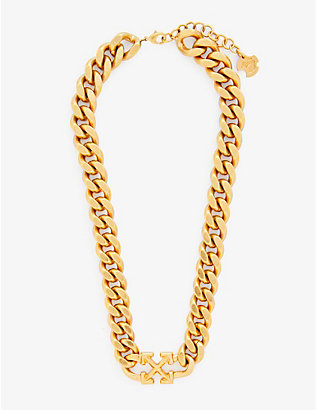 OFF-WHITE C/O VIRGIL ABLOH: Arrow-logo gold-tone brass chain necklace