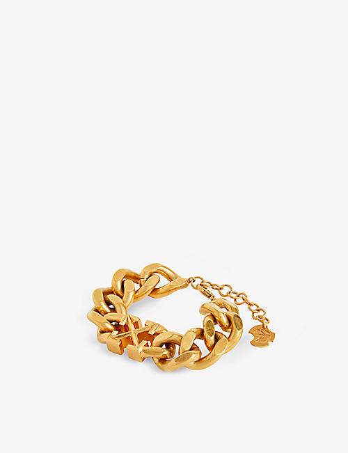 OFF-WHITE C/O VIRGIL ABLOH: Arrow-embellished gold-toned brass bracelet