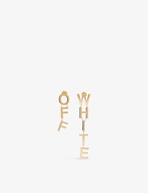 OFF-WHITE C/O VIRGIL ABLOH：徽标不对称黄铜吊坠耳环